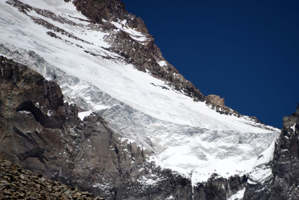 09 Aconcagua Polish Glacier Close Up From The Top Of The Narrow Gully 4550m On The Climb From Plaza Argentina Base Camp To Camp 1